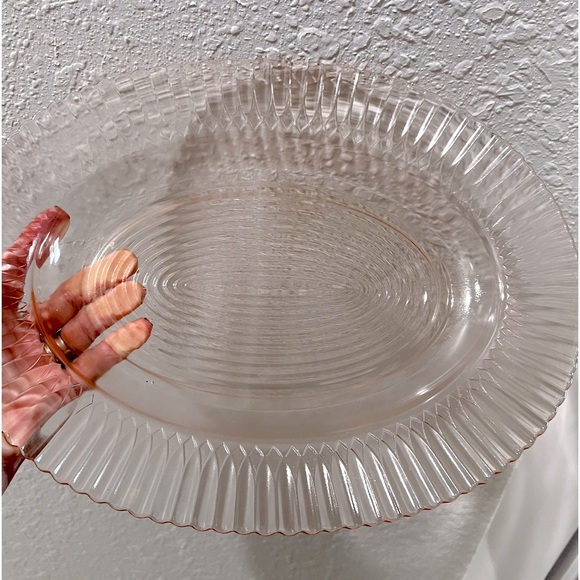 VINTAGE: MACBETH-EVANS - PINK DEPRESSION GLASS SERVING PLATTER - Petalwa… - Picture 5 of 10